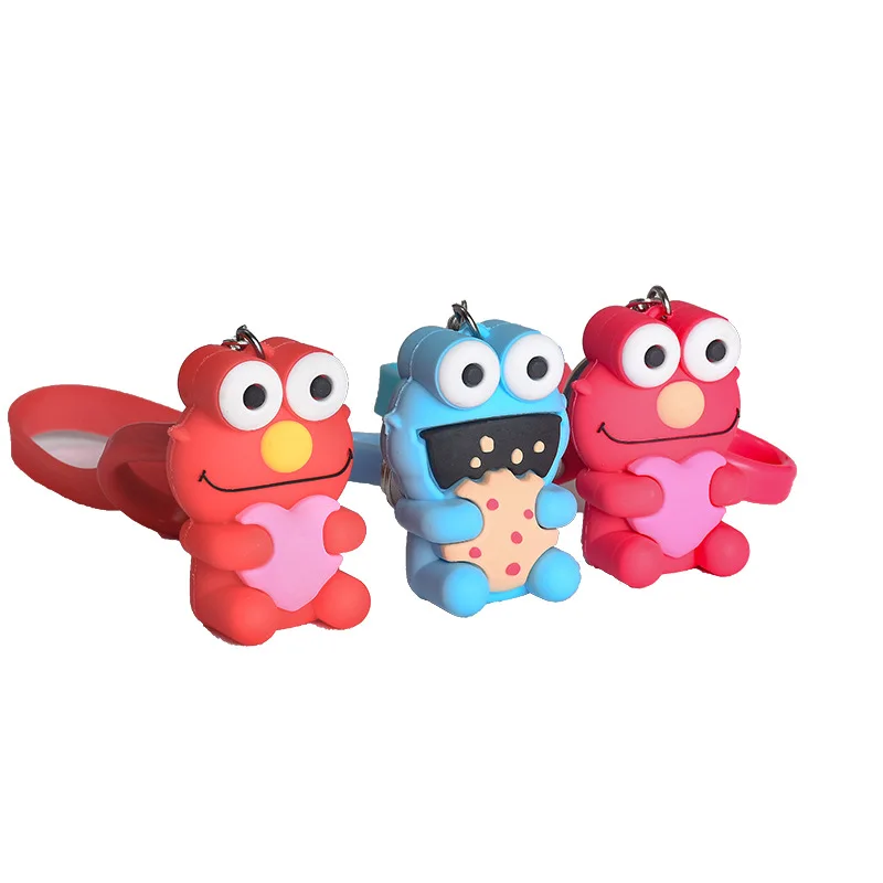

Cute Cartoon Sesame Street Keychain Elmo Oscar Cookie Grover Zoe Ernie Big Bird DIY Keyrings for Women Girl Bag Backpack Jewelry