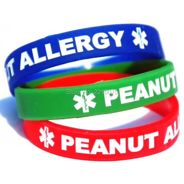 300pcs White logo Medical Alert Peanut Allergy wristband silicone
