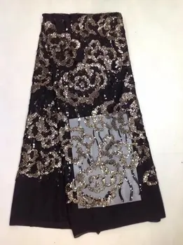 

New Sequins African High Quality Net Lace,French Voile Guipure tulle mesh Lace Fabric For dress party 5yd/lot WD10692