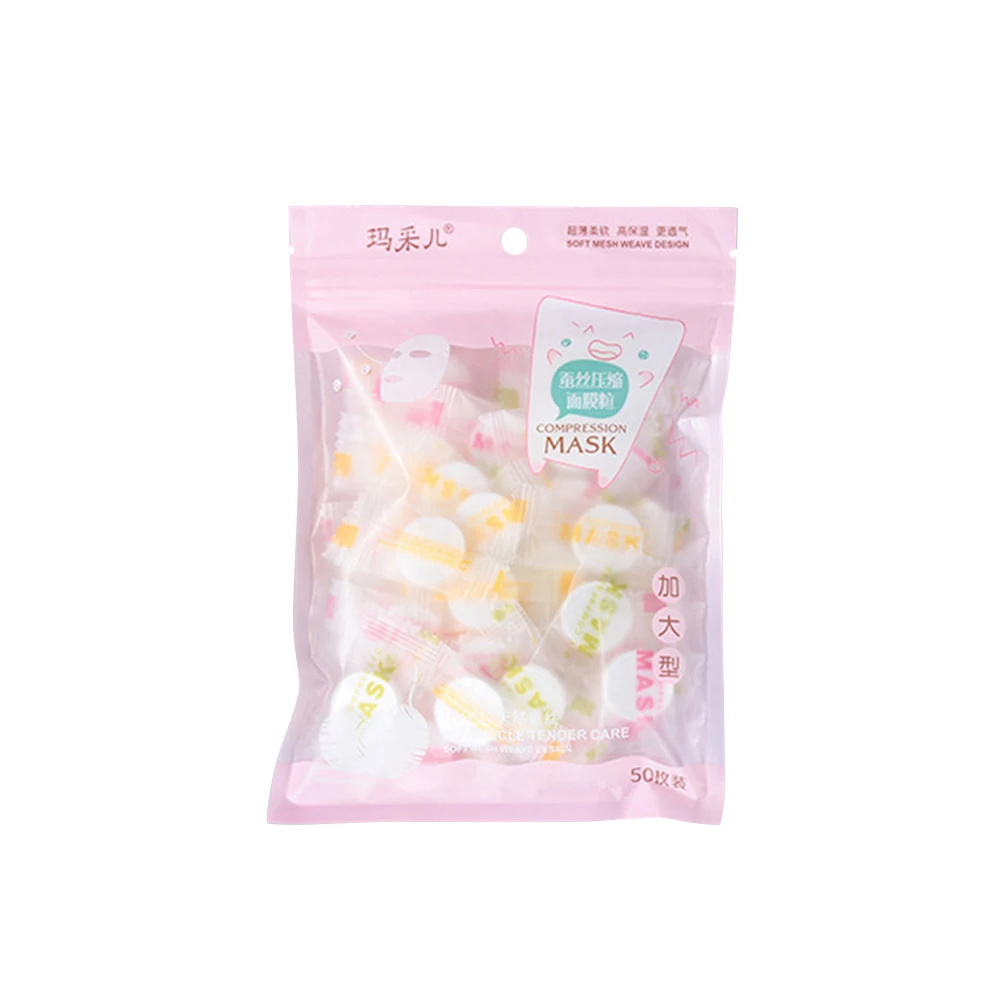 

50pcs Ultrathin Silk Facial Mask Compressed Face Mask Natural Skin Care Wrapped Masks for Women (White)