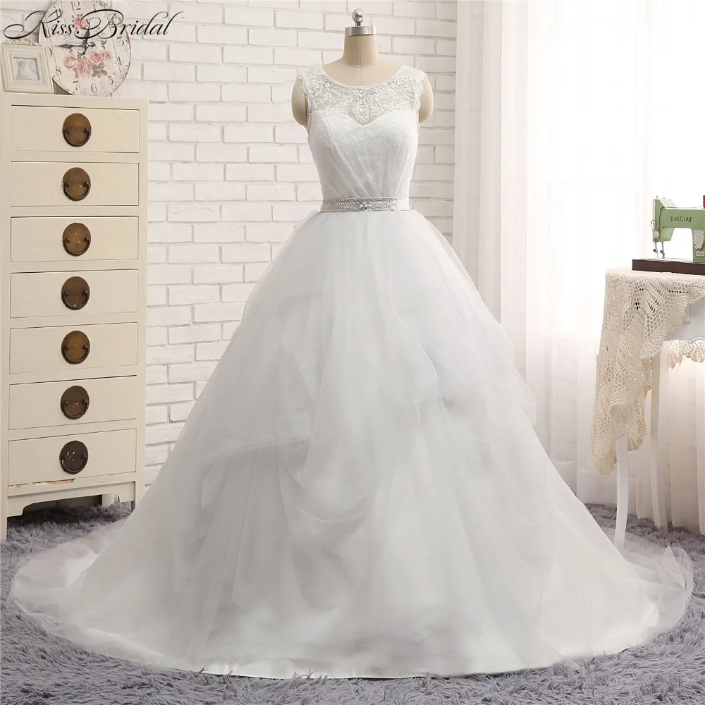 Good Quality Ball Gown Wedding Dresses Sleeveless 2018 Lace Up Back
