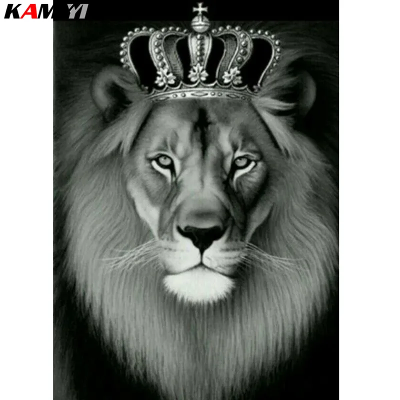 

Icon diamond embroidery lion mosaic crystal 5D cross stitch square / round diamond painting DIY sticker decorative painting XY1