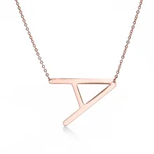 

Europe and America Sweet Metal Clavicular Chain Jewelry Hot Simple 26 English Letter Pendant Rose Gold Stainless Steel Necklace