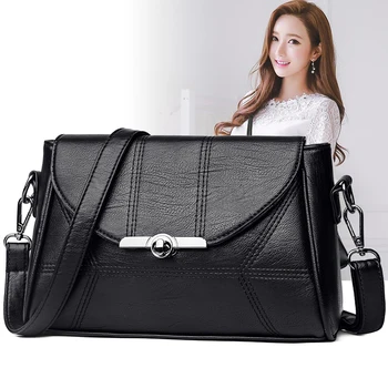 

Autumn Fashion Women Handbag PU Leather Plaid Messenger Bag Ladies Crossbody Shoulder Bag Famous Brand Female Top Handle Handbag