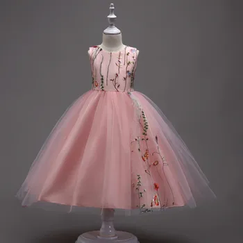 

Elegant Baby Girl Princess Dresses 4 6 8 10 12 to 14 Y Floral Embroidery White Dresses for Party and Wedding Kids Clothes 1L05A