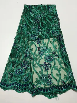 

The latest style of 2019 green embroidered African Guipure lace fabric high-quality French mesh lace fabric bead YYZ02510