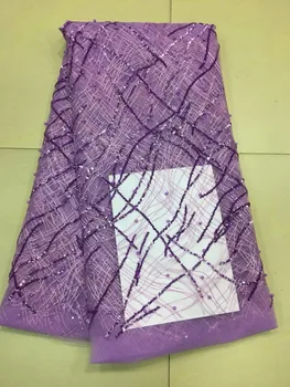 

french net embroidered lace fabric with glued glitter good selling DiuDiu-51545 for party dress