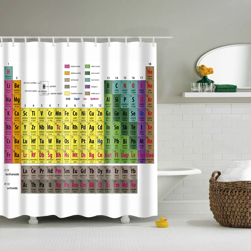 Billige Periodische Tabelle der Elemente Dusche Vorhang Mouldproof Wasserdichte Polyester Waschbar Bad Decor Dusche Vorhang 150*180 180*180