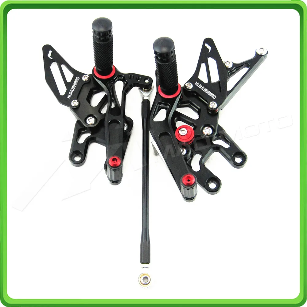 CNC Adjustable Rearsets Rear set sets Foot Rest Pegs Pedal For KAWASAKI NINJA ZX10R ZX 10R ZX-10R 2004 - 2005 Black (8)