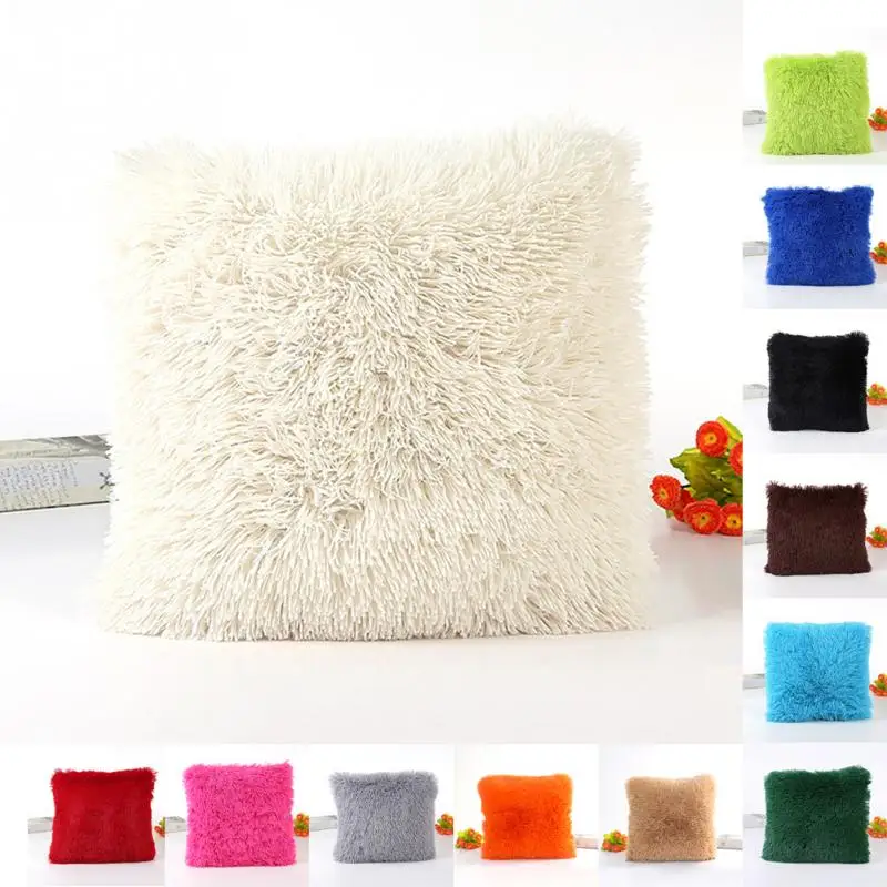 

43x43cm Faux Fur Shaggy Plush Pillowcase Waist Throw Cushion Cover Pillow decorative cushion cases for sofa home chair car