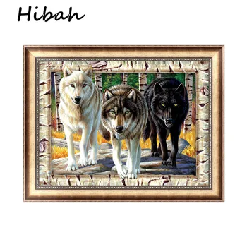 

5D All Diamond Embroidery Resin Drill 3D Diy Diamond Cross Stitch Bag Animal Wolf Picture Mosaic Pattern New Year Gift