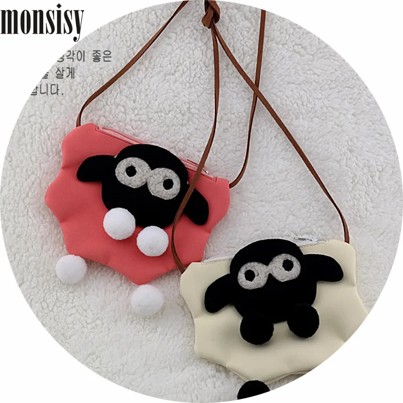 

Monsisy Christmas Children Handbag For Girl Coin Purse Children Wallet Kid Shoulder Bag PU Leather Cartoon Sheep Baby Bog G