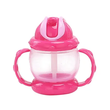 

240ML Cute Baby Feeding Bottle Straw Cup Without Bisphenol A Healthy Drinking Bottle Cups With Handles