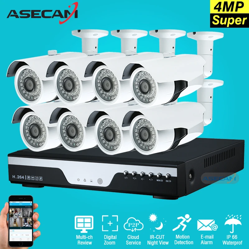 Super HD 4MP 8CH CCTV Camera DVR Video Recorder AHD font b Outdoor b font White