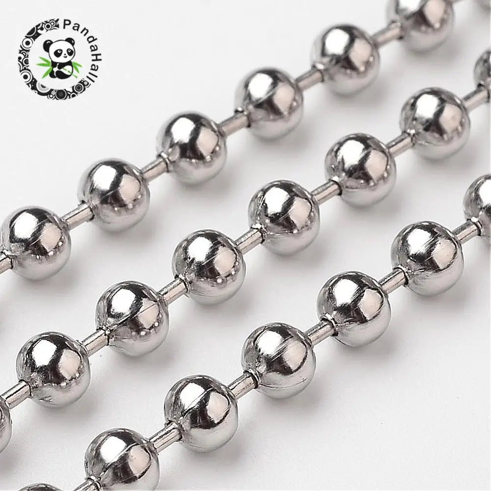 

304 Stainless Steel Ball Chains, Stainless Steel Color, 4mm