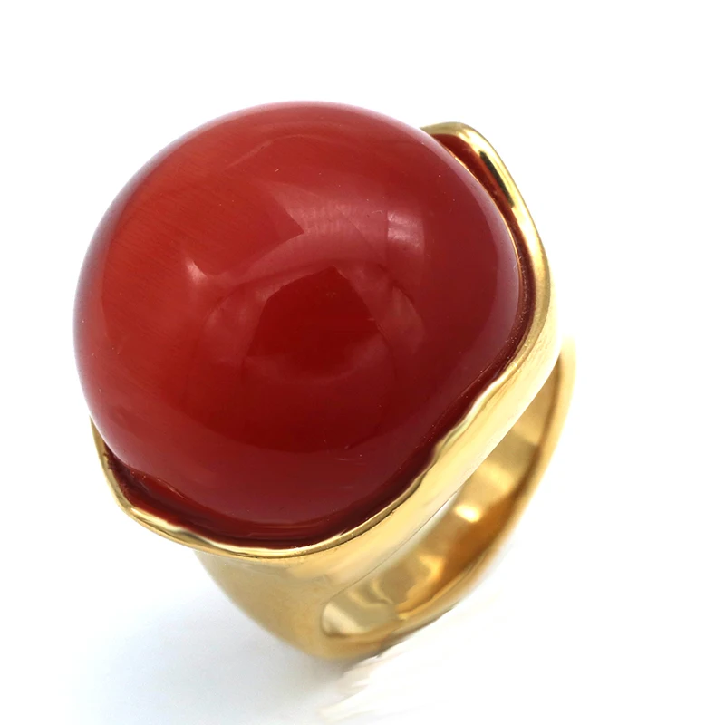 

PZ New Fashion Large Rings for Women Wedding Jewelry Big Opal Ring Stainless Steel Anillos