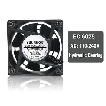 YOUNUON Hydraulic Bearing 6025 60mm 6CM 60x60x25mm EC Brushless Fan AC 110V 115V 120V 220V 240V Axial Fan With Srwes Fan Grills 1stplayer black widow full modular power supply 80plus bronze apfc full range input with 140mm hydraulic bearing fan ps 600ax