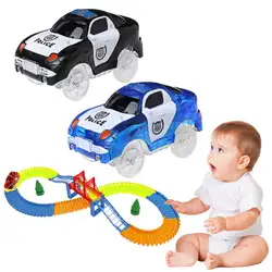 Светодио дный игрушечный автомобиль DIY с мигающими огнями трек светящийся в темноте гоночных автомобилей для детей