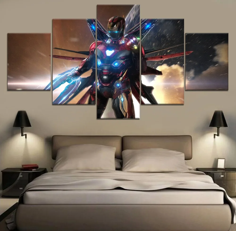 

5 Piece Painting Canvas Wall Art Avengers Endgame Movie HD Print Decor Home Living Room Painting Canvas Animal Painting Artwork