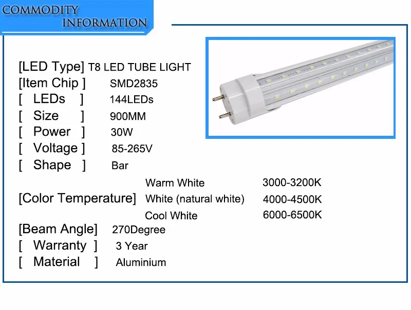 Toika 25 шт. 30 Вт 900 мм 3ft T8 V-образный LED Light Tube SMD2835 144led/pc 2000LM AC85-265V 270 градусов LED