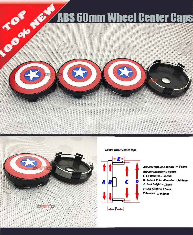 

Good Quality 4pcs Car Wheel Center Emblem Base 60mm Wheel Center Caps Badge Holder for Captain America Shield logo car styling