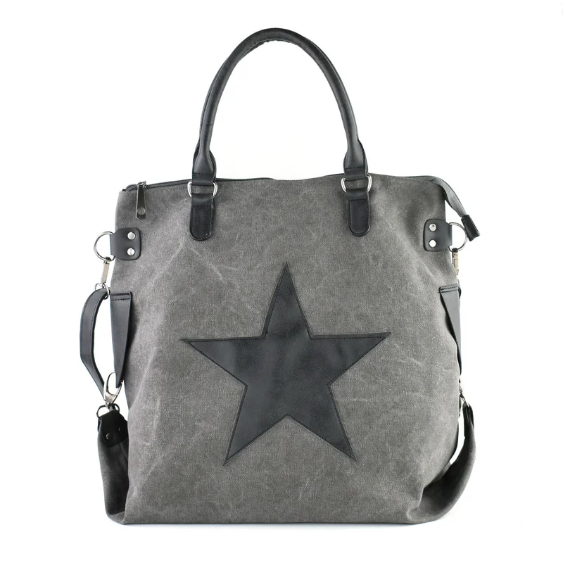 

VINTAGE BIG STAR CANVAS TOTE HANDBAG - Unisex Multifunctional Travel Shoulder Bag Crossbody Messenger Beach Bag