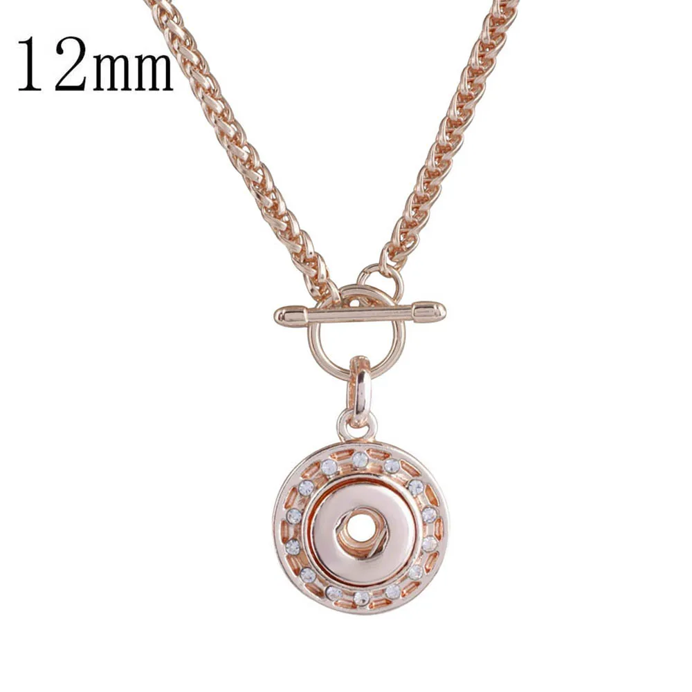 Розовое золото винтажные металлические оснастки ювелирные изделия 12 18 мм Ожерелье с кнопкой кулон для женщин KC1033