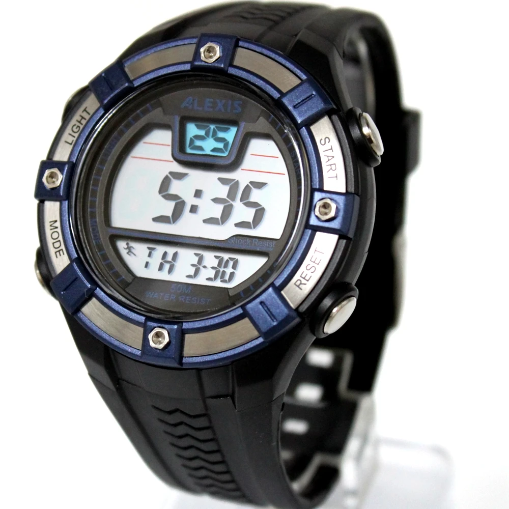 

ALEXIS Brand Sport Round Fitness Watches For Men Date Alarm BackLight Water Resistant Smart Digital Watch DW381C