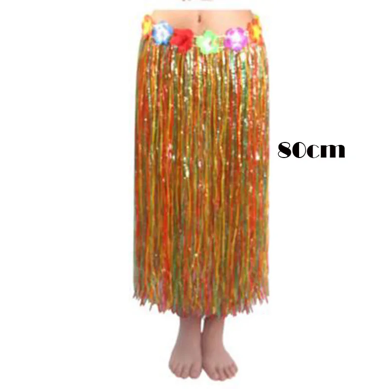 60/80 см Пластиковые волокна девушки женщина Гавайская Юбка Хула травяной костюм цветок юбка танец хула платье Вечерние Гавайские пляжные - Цвет: 80cm rainbow