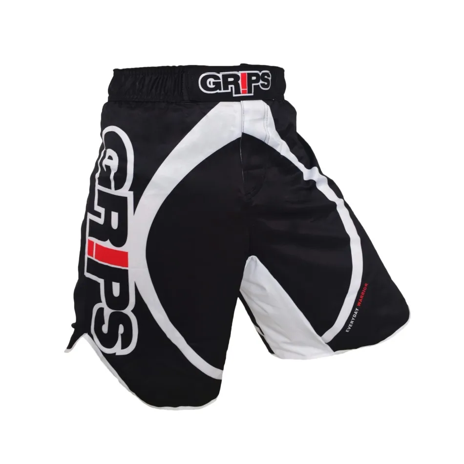 Шорты для фитнеса MMA дышащие черно-белые с круглым рисунком свободные