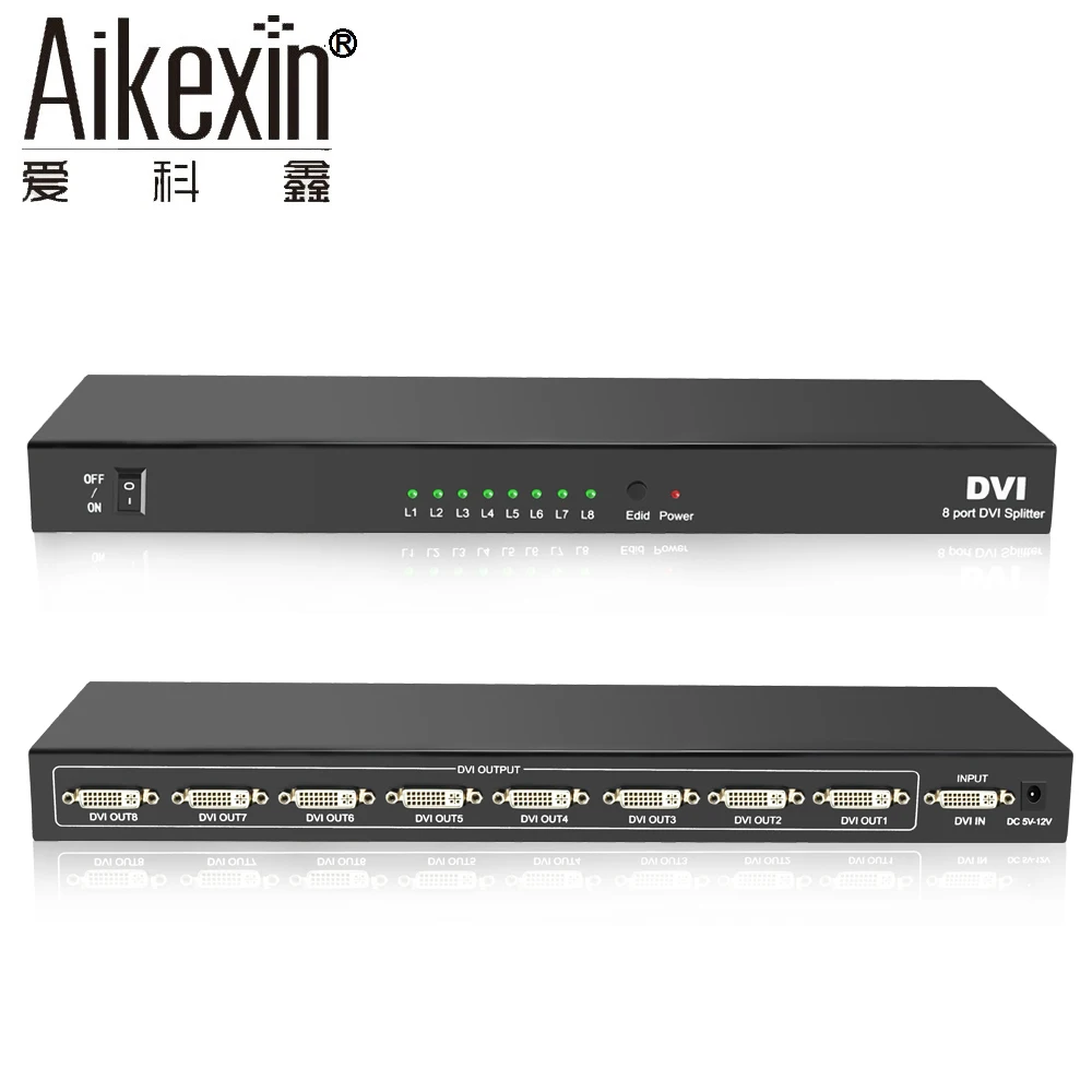 

Aikexin 8 Way DVI Video Splitter Box Distribution Amplifier 1 in 8 out Split 1 Video Signal into Multi Monitors,DVI Splitter 1x8