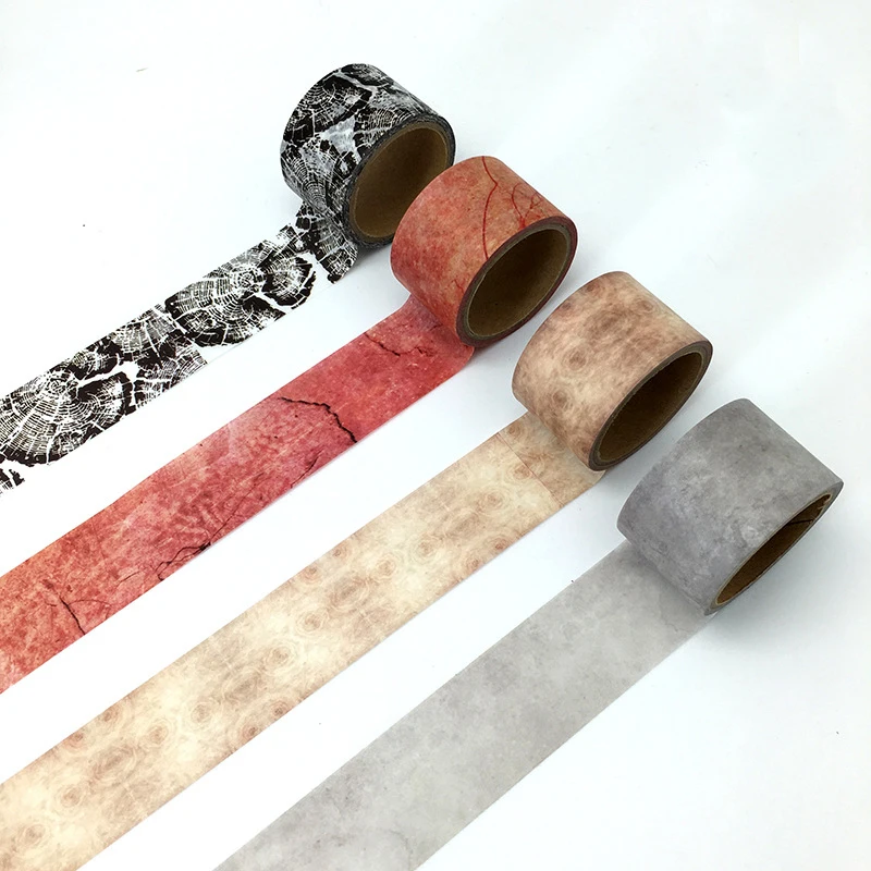 Creative 30mm Wide Natural Wood grain / Foggy Snowy White Marble Color