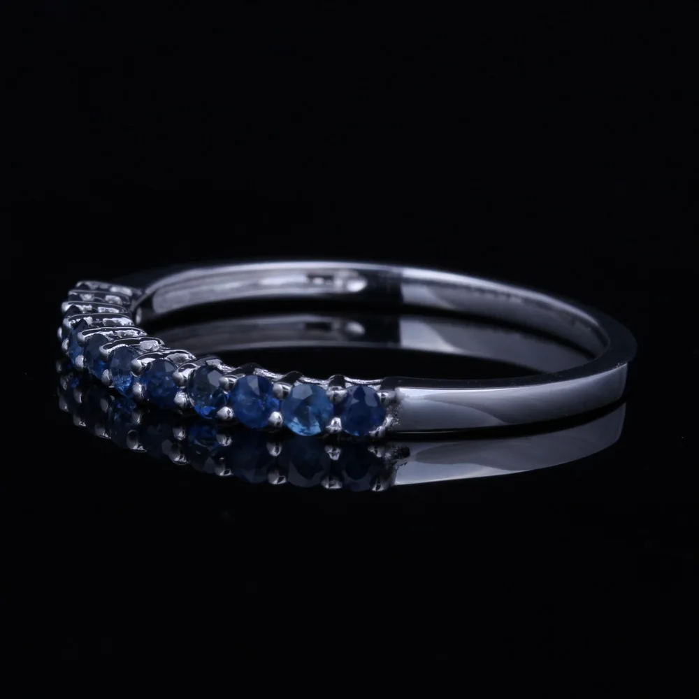 Твердое 14K белое золото Сертифицированный круглый 0 4 карат сапфиры кольцо