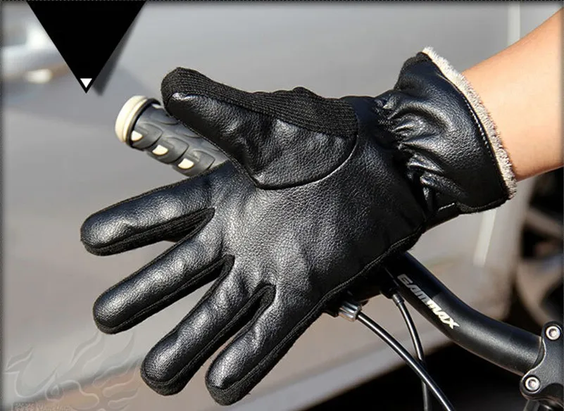 WEST BIKING для мужчин из искусственной кожи Guantes Ciclismo зима полный палец толстые вождения мотоциклетные флис Luva велосипед велосипедные перчатки