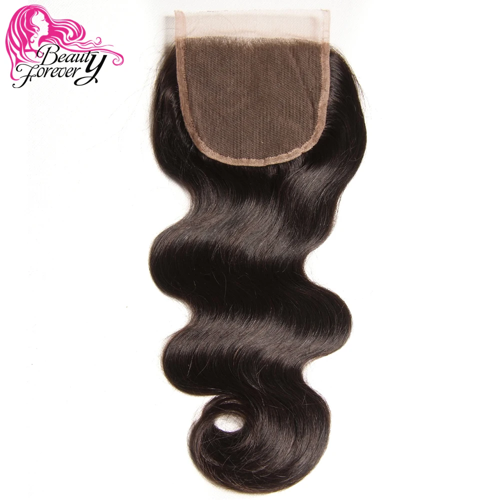 

Beauty Forever 4*4 Lace Closure Brazilian Body Wave Human Hair 100% Remy Free Part 120% Density Natural Color 10-20 inch