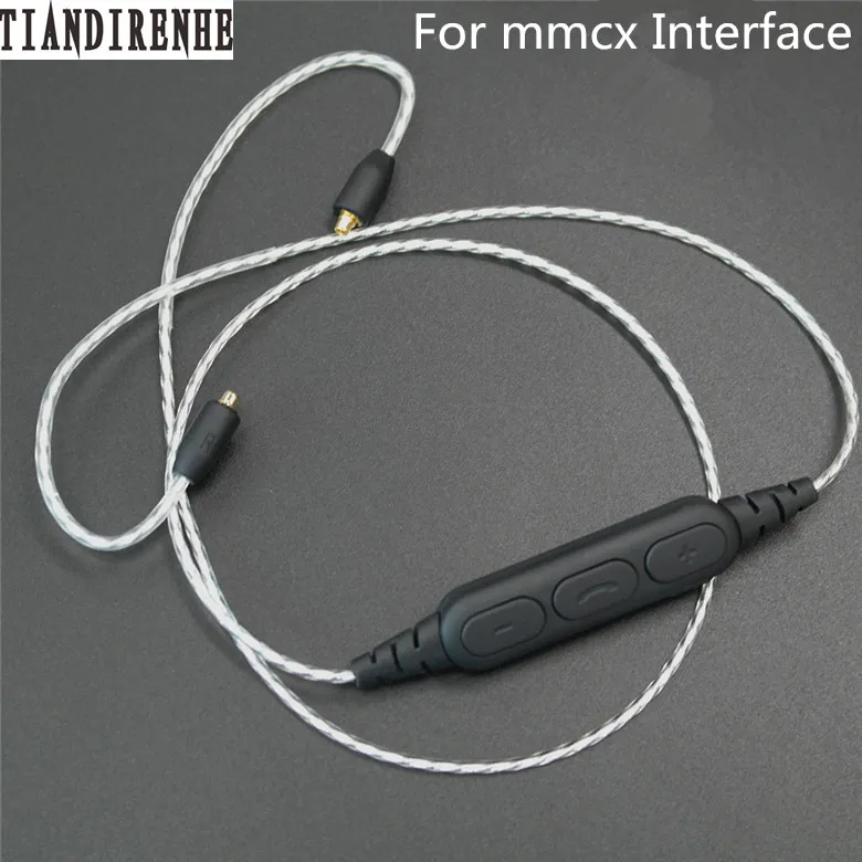 DIY наушники MMCX Bluetooth кабель для Shure SE215 SE535 SE846 наушники гарнитура 6N один кристалл медное покрытие серебряный провод