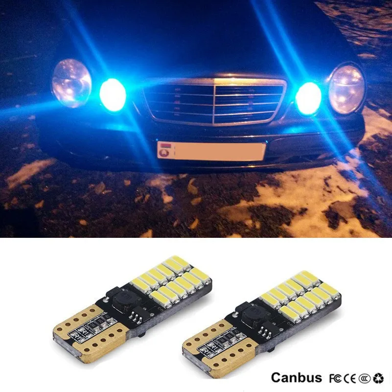 

For Mercedes W211 W203 W204 W210 W124 W202 W220 W164 X204 AMG T10 W5W LED Canbus Car Parking Light 4014SMD 24 Led Clearance Lamp