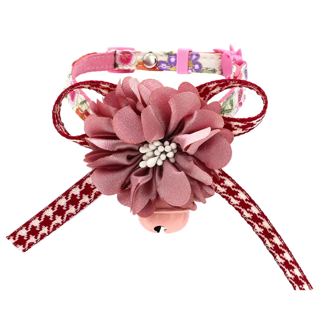 Flower Bell Decorative Flowers Printed Collar For Kitten Kitty Cat