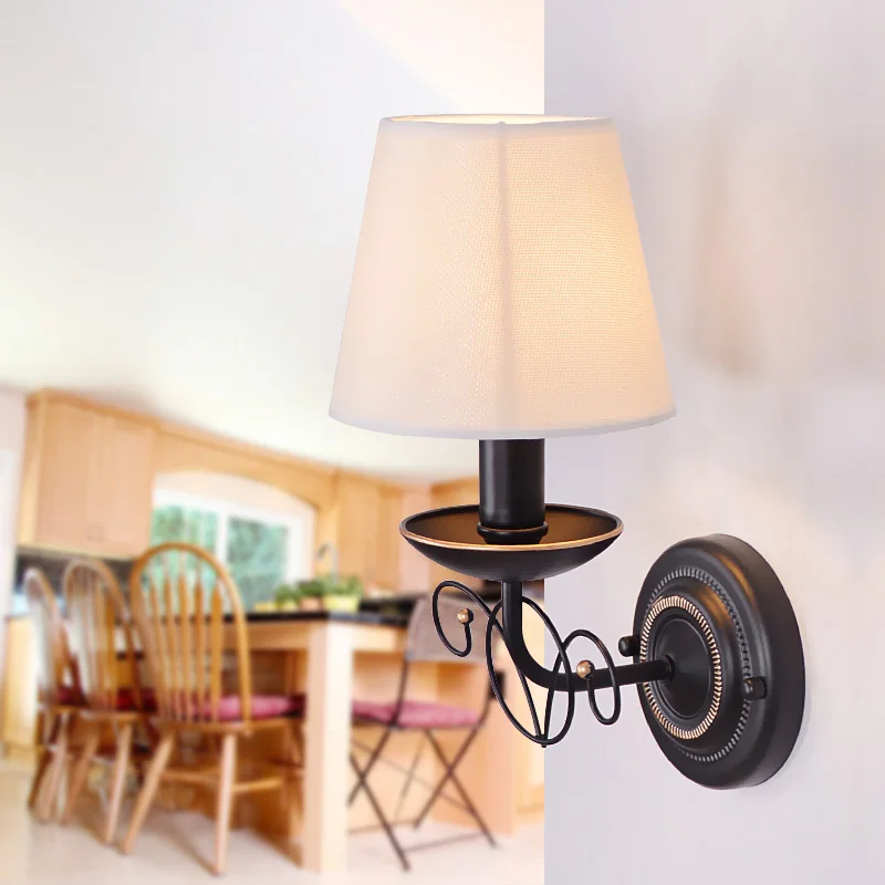 

Led Modern classic white shade Iron wall light indoor lighting wall sconces for bedroom living room