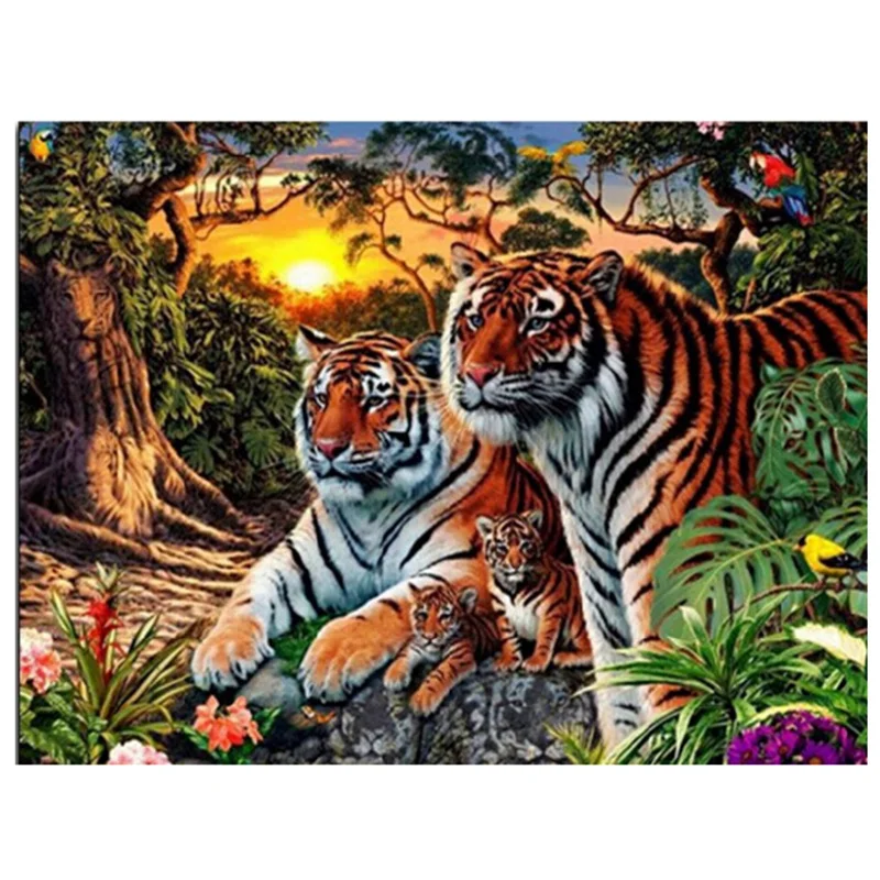 

Free shipping new needlework 100% full round drill diamond painting diy cross stitch diamond embroidery mosaic tiger animals