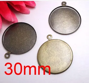 

Free shipping!!! Lead Free 300pcs/lot Inside size 30mm ancient bronze round Cameo Base Sett DIY pendant findings