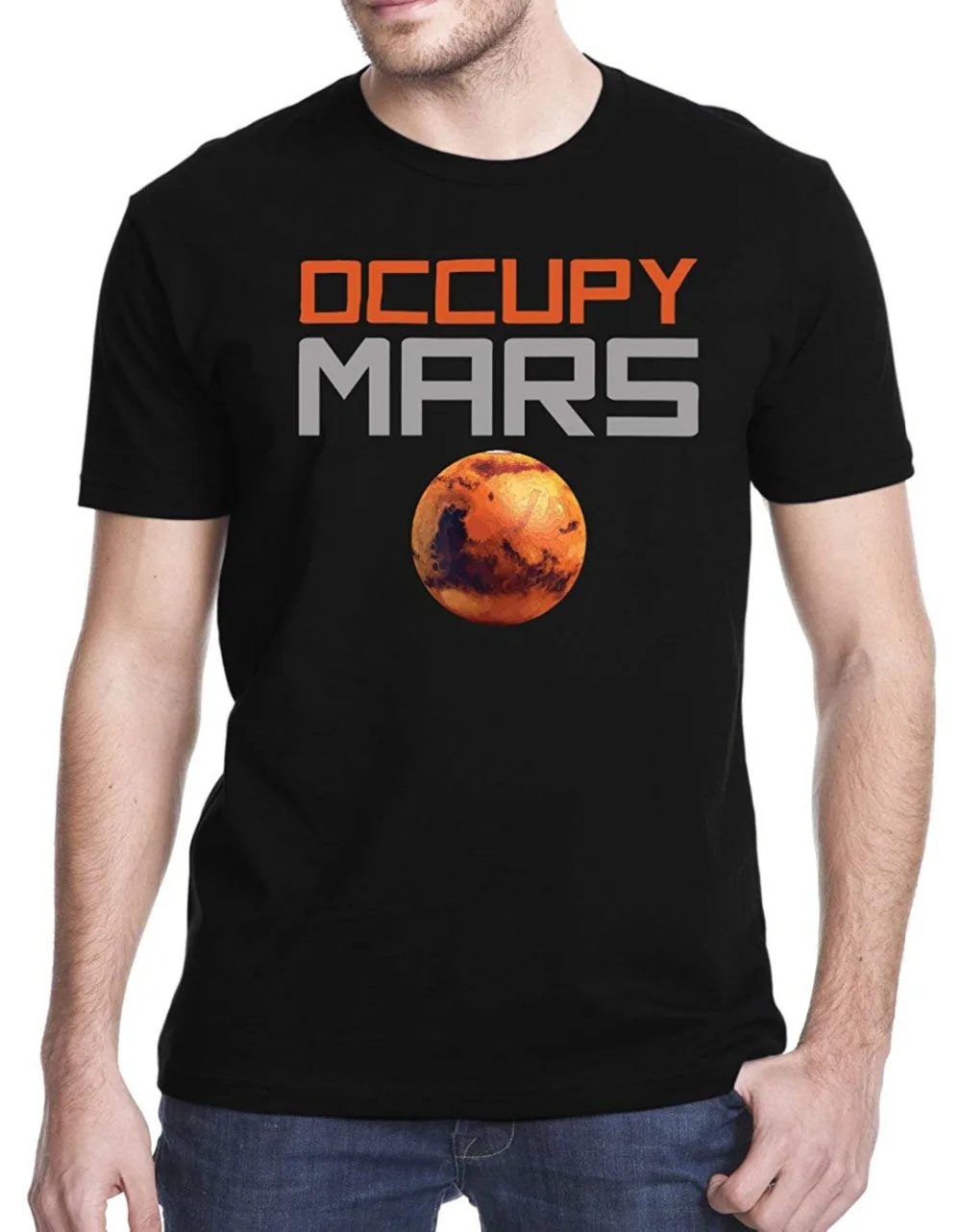 Новинка 2019 года Повседневная футболка с коротким рукавом Occupy Mars забавная одежда