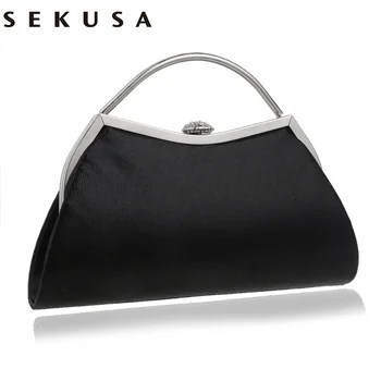 

SEKUSA Simple Design Mixed 5 Color With Handle Evening Bags Shell Shaped Chain Shoulder Messenger Handbags For Party Evening Bag