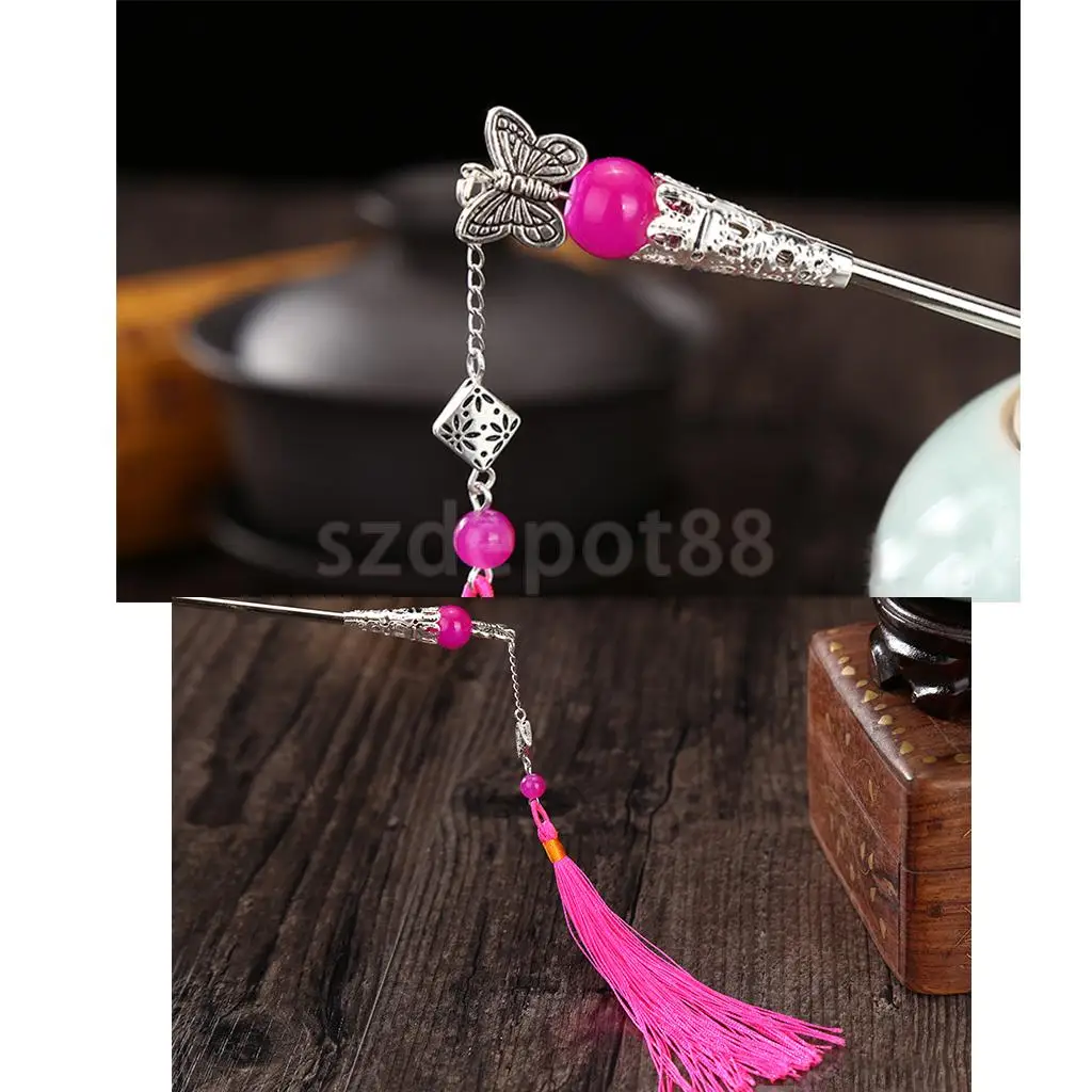 Handmade Chinese Girl Classic Butterfly Tassel Hairpin Headdress Hair Stick