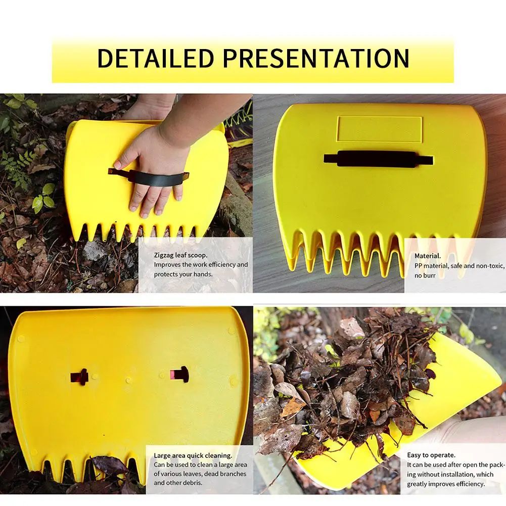 2Pcs/Pair Leaf Scoops 34x25CM Yellow Plastic Garden Yard Leaf Scoops Grass Hand Handy Lawn Rakes Garden Cleaning Tool