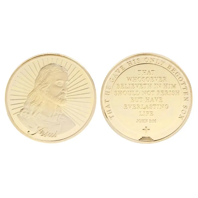 Памятная монета с надписью «Иисус», коллекция из серебра и золота, сувенир, художественные подарки, коллекционная рукоделие - Цвет: Золотой