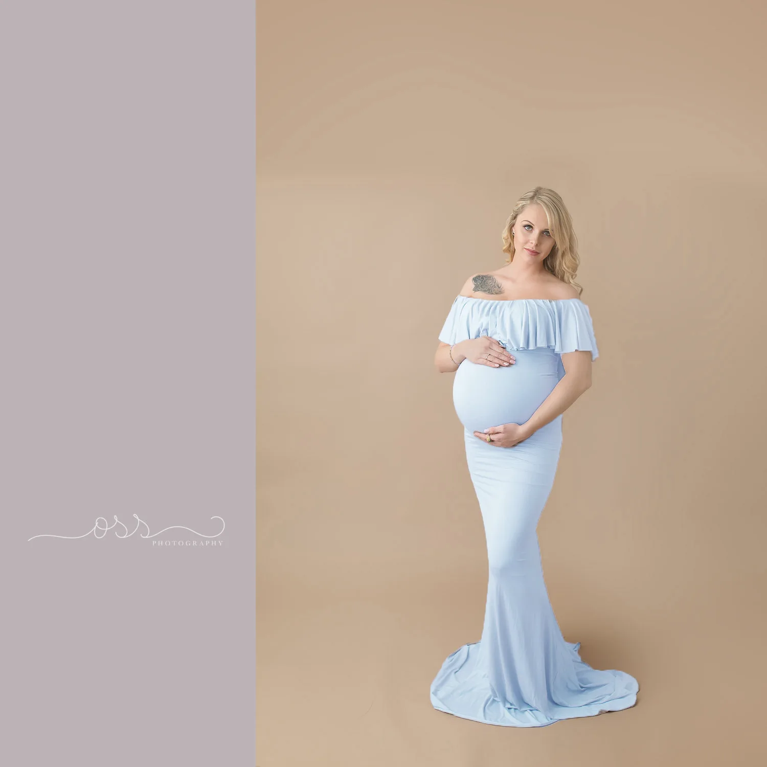 Платья для беременных женщин для фотосессии мерсеризованный хлопок платье для беременных женщин со шлейфом и гофрированным воротником Одежда для фотосессии - Цвет: Light blue