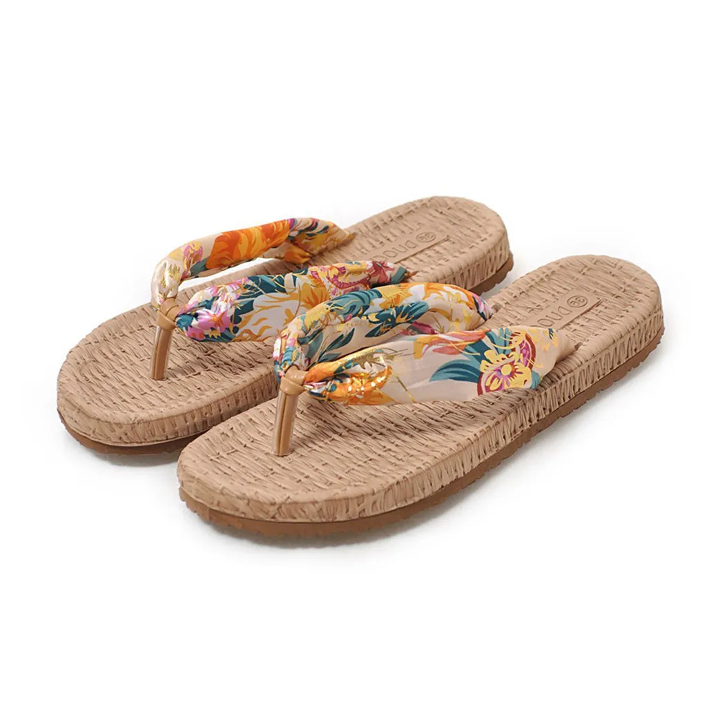 

Summer Flax Home Slippers Women 35-40 Large Size Slapping Beach Flip Flops Non-slip Unisex Family Slippers Apr22