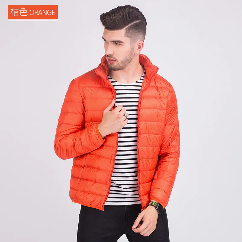 NewBang бренд 6XL 7XL плюс зимняя куртка мужская ультра легкая пуховая куртка мужская Большая размер ветрозащитная легкая портативная теплая куртка - Цвет: Orange