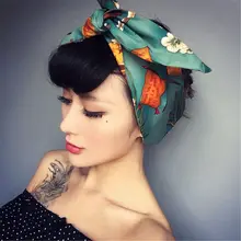 Moda Rockabilly señoras patrón de nudo diadema estampada Vintage pañuelo para la cabeza banda de pelo Retro 50's mujeres